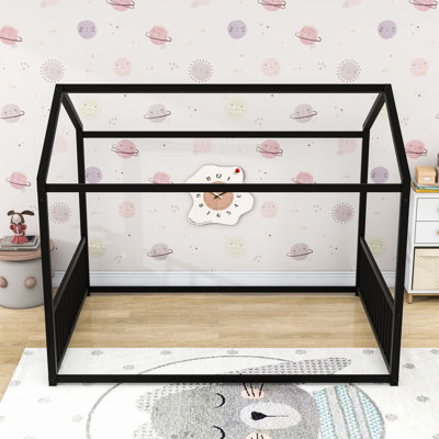 Metal Kids Bed With Guardrails And Montessori Design