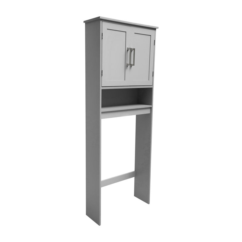 Gray Engineered Wood Over-the-Toilet Storage Cabinet with Adjustable Shelves