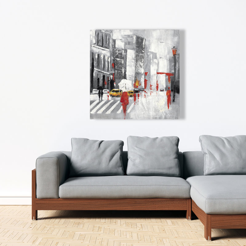Abstract Cloudy City Street - Gray Cities Canvas Decor