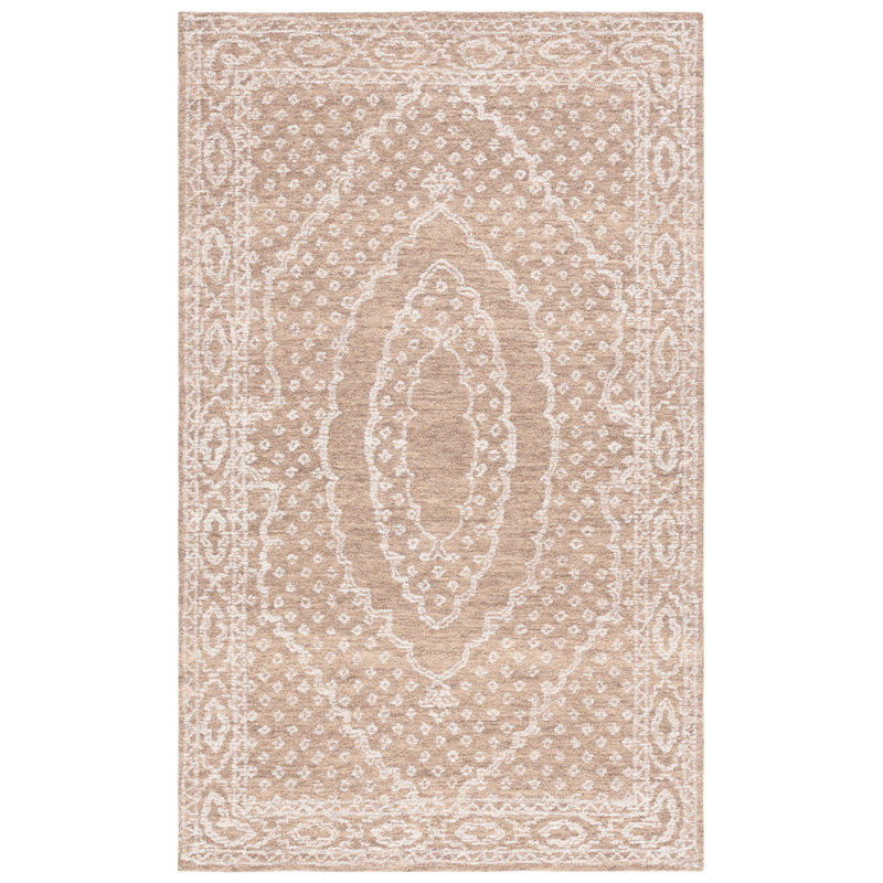 Renelde Ebony Hand Tufted Wool Cotton Oriental Rug in Brown/Ivory, Rectangle 8' x 10'