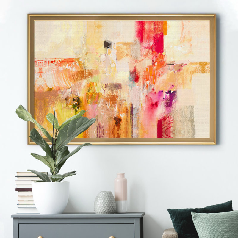 «Red & Gold Abstract II», reproduction d'art sur toile encadrée, Doré, H 18,5 po x l 24,5 po x P 1,5 po