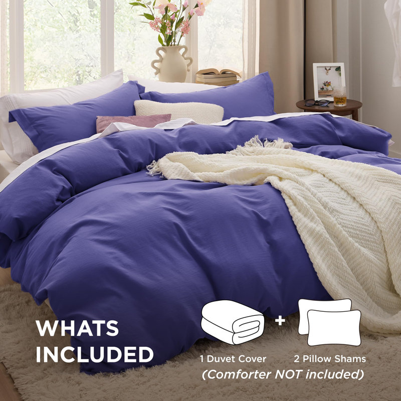 Bedsure Duvet Cover Set-Prewashed Extra Soft Microfiter Beding Set, Full Duvet Cover + 2 Standard Shams, Future Dusk