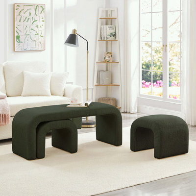 Ensemble de repose-pieds 3 pièces en forme de U, 1 banc long et 2 petits repose-pieds