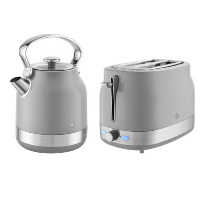 Swan Retro Kitchen Set, 1.7L Rapid Boil Traditional Kettle and 2 Slice Toaster, Non-Slip Feet