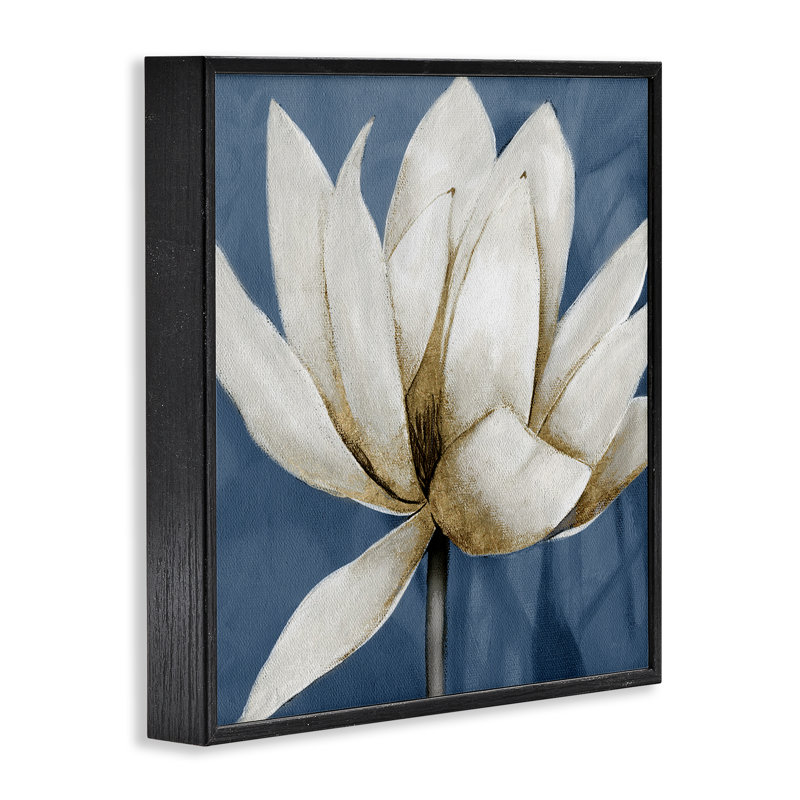 «White Lotus Blooms», art de la giclée encadrée par Carol Robinson, Giclée encadrée noir minuit, H 12 po x l 12 po