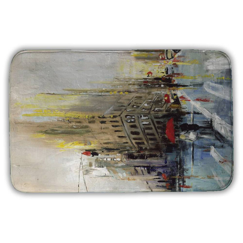 Abstract rainy street Bath Mat with Non-Slip Backing - Quick Dry Memory Foam Bathroom Rug - Absorbent - Modern Plush Spa-Style - Machine Washable