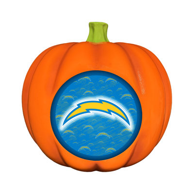 Décoration citrouille en résine avec logo DEL 3D des Chargers de Los Angeles (NFL) | 25 cm