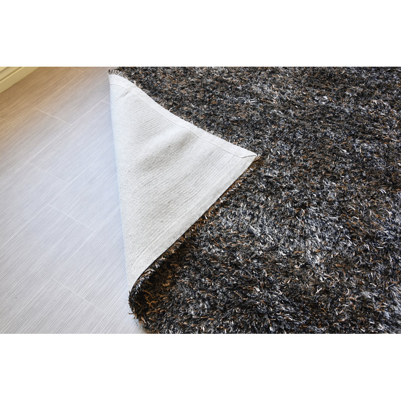 Tapis poils longs zone grise fait main Leda