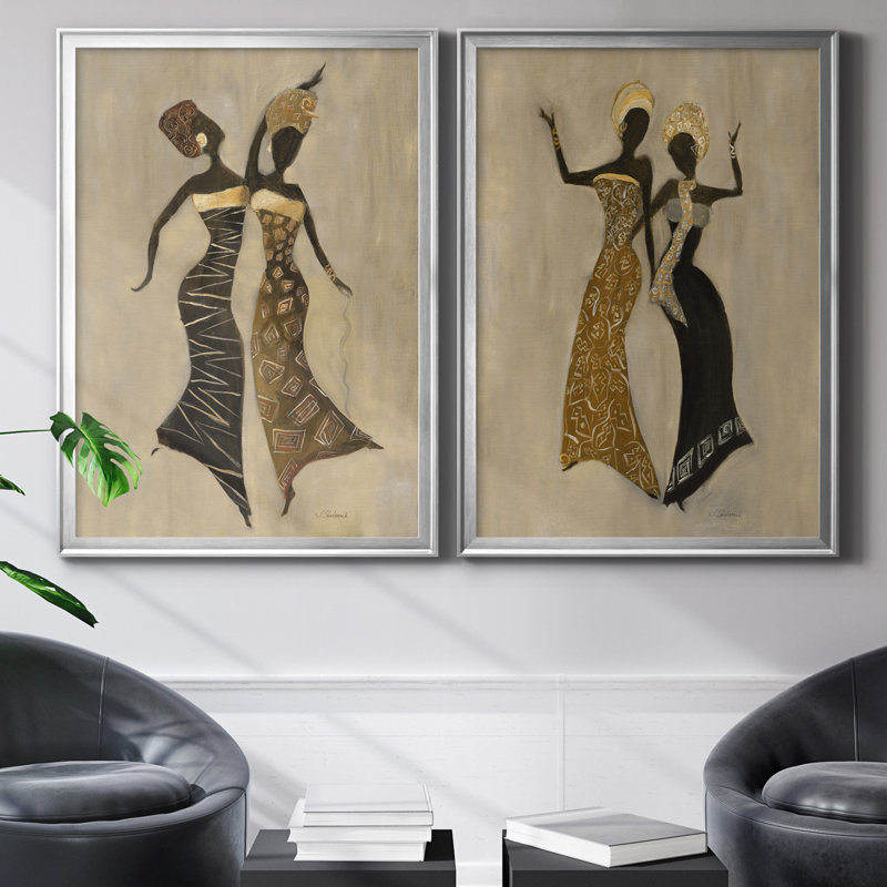 «Celebration I», ensemble de 2 reproductions d'art, H 18,5 po x l 49 po x P 1,5 po, Toile encadrée argentée, Pas de tapis