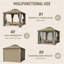 10 pi. L 12 pi. D Pavillon de jardin à double toit souple, double toit ventilé avec lumières DEL, Bluetooth et filet