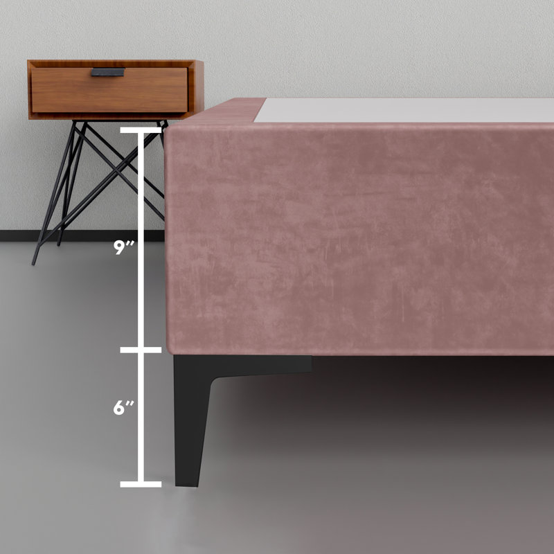Allondra Upholstered Platform Bed, Full, Dark Pink