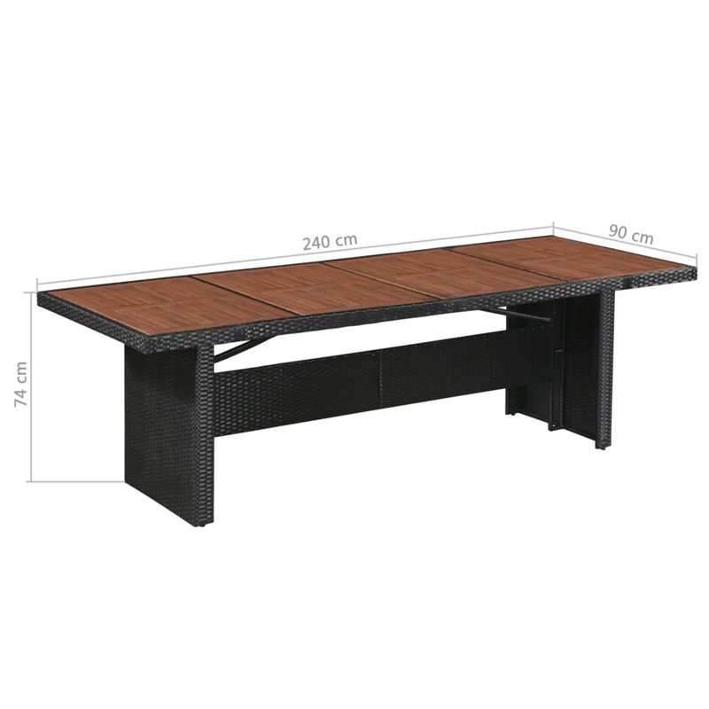 Fragoso Rectangular Wicker Outdoor Dining Table , 240cm cm W 90cm cm D