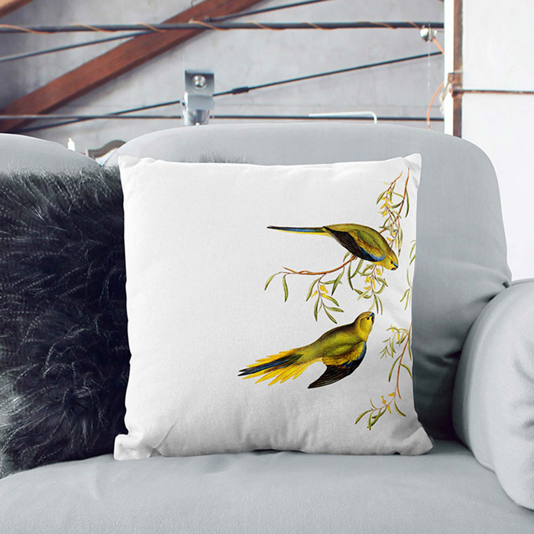 Elegant Grass-Parakeets by Elizabeth Gould Cushion with Filling