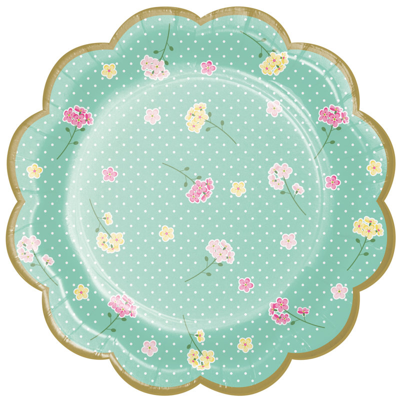 Assiette à dessert en papier festonné Floral Tea Party
