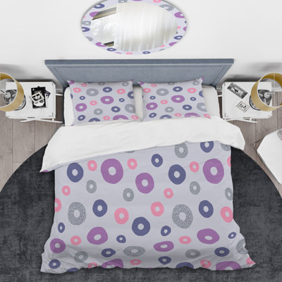 Purple Circle Dots Polyester Dots Duvet Cover