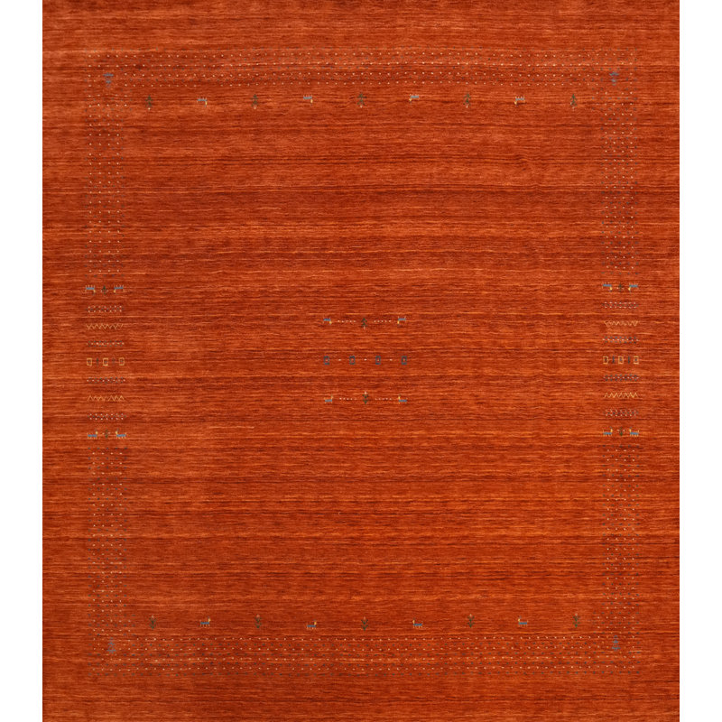 Tapis carré orange en laine orange de style Gabbeh 12 x 12