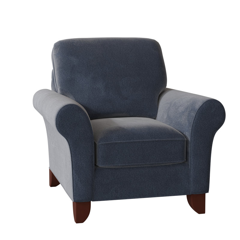 Fauteuil de 38 po de large Almada, Velours performance bleu marine Tweetie 22, Manhattan, Non