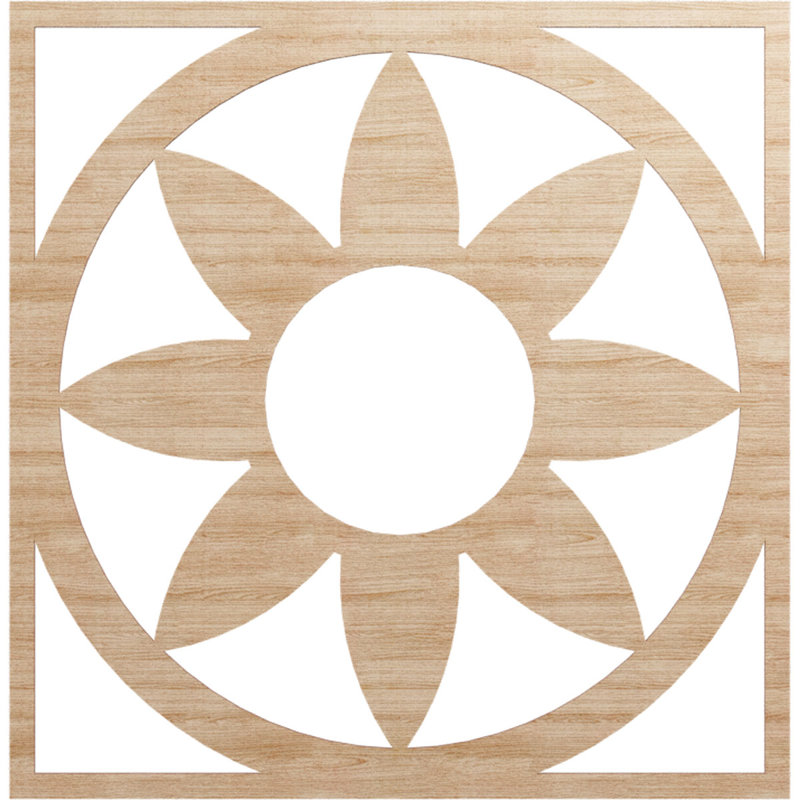 Médaillon de plafond en bois Blume, H 36 po x l 36 po x P 0,25 po, Aulne