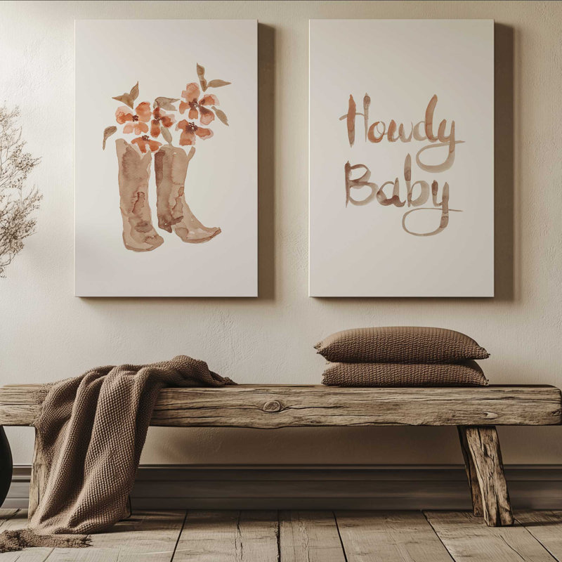 Ensemble de 2 bottes de cowboy en fleurs, Toile tendue, H 31 po x l 48 po