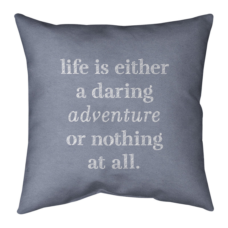Coussin Handjet, 18 po x 18 po, Bleu / beige, Housse de coussin seulement - sans coussin