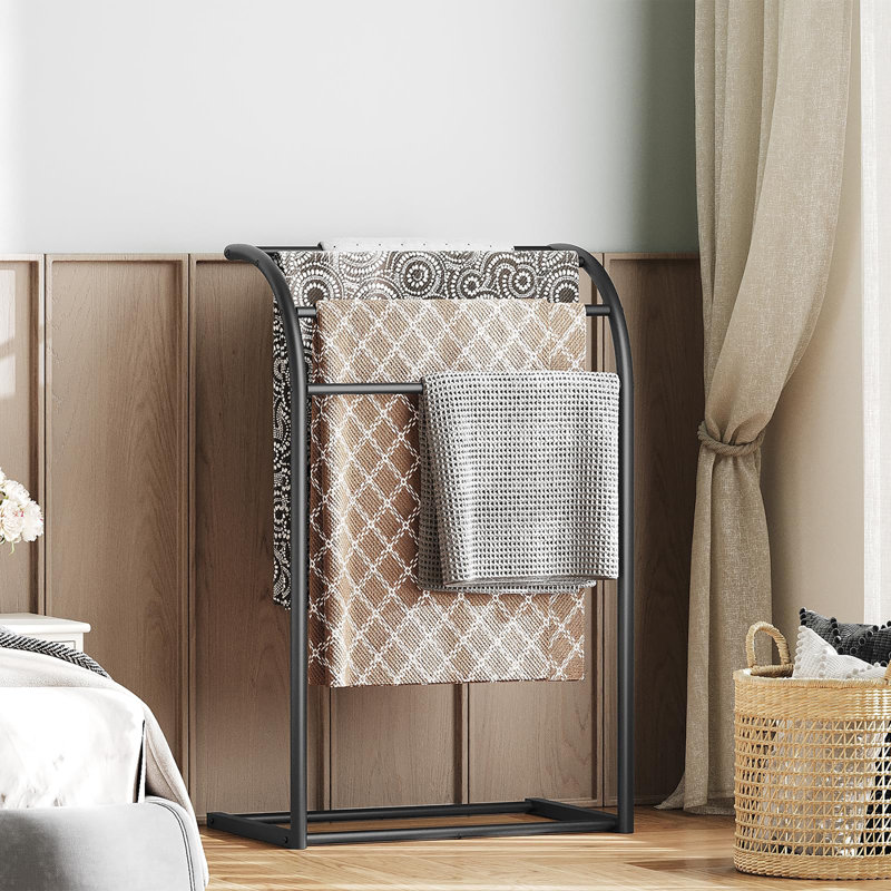 Porte-serviettes sur pied, Noir