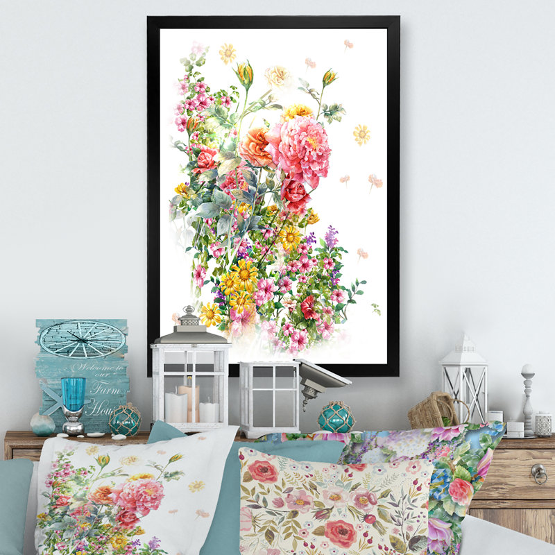 Red Blooming Poppies III - œuvre d'art traditionnelle sur toile, Cadre photo noir, H 20 po x l 12 po x P 1 po