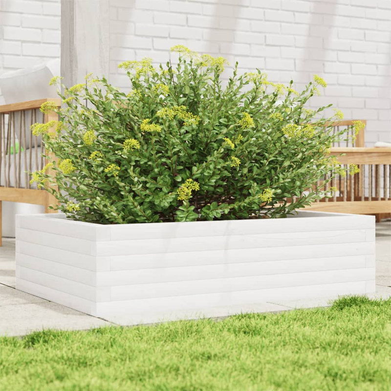 3 Wood Planter, White, 23cm H x 90cm W x 60cm D