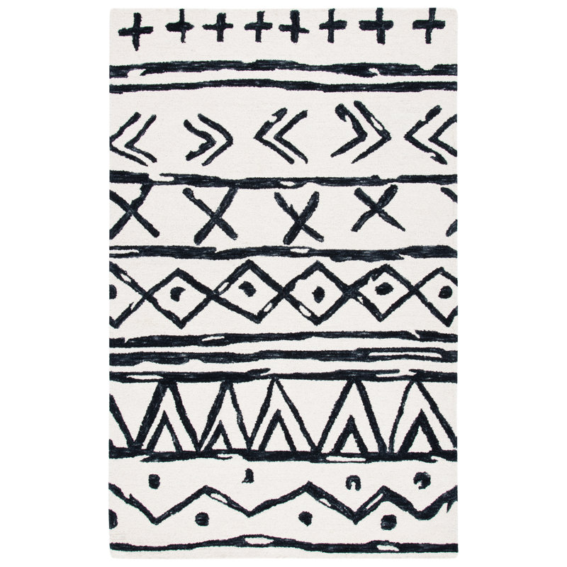 Gober Hand Tufted Wool And Cotton With Latex Southwestern Rug, Rectangle 3' x 5'