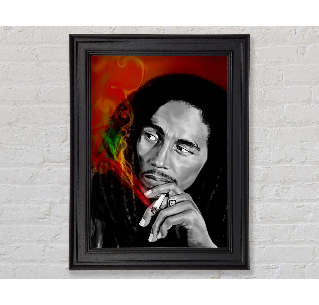 Bob Marley Smoke Gerahmter Druck