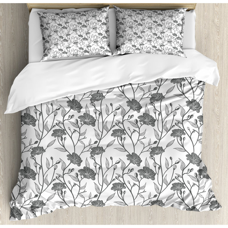 Cottage Americana Floral Duvet Cover, Vintage Retro Bicycle, Queen Duvet Cover + 2 Shams