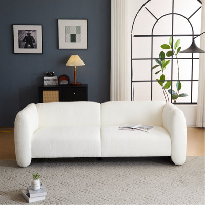 Boucle blanche à 3 places de 83 pouces pour les salons, les chambres à coucher, les bureaux d'appoint avec un design ondulé doux et durable