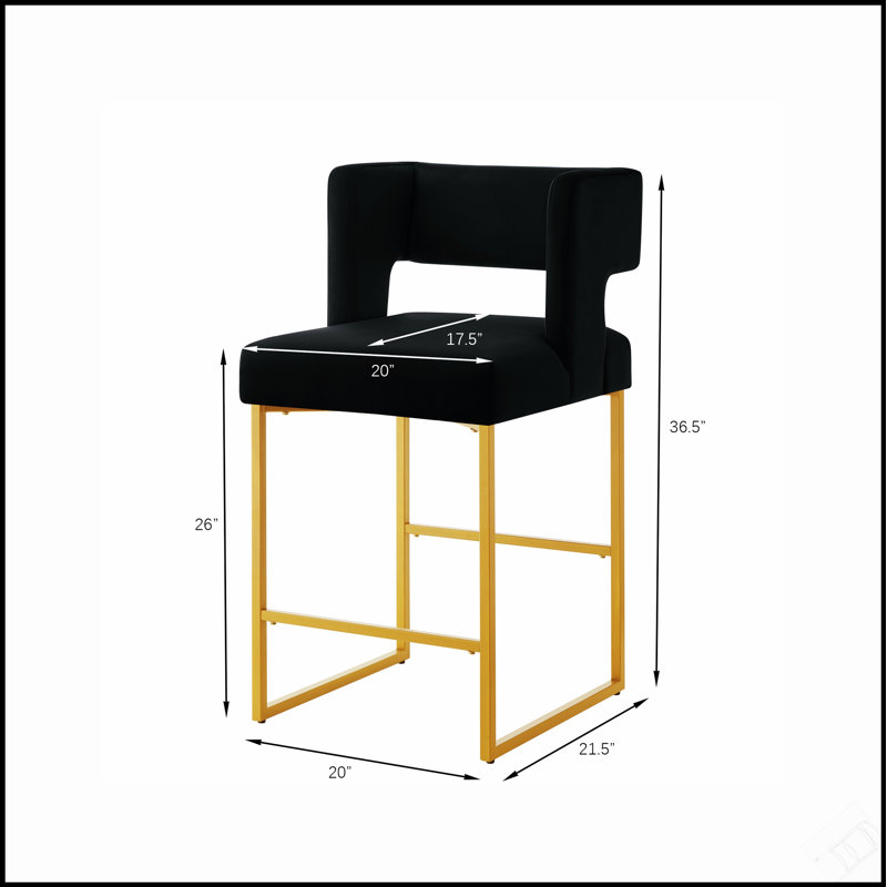 Tabourets de bar à hauteur de comptoir de style moderne avec dossier ouvert carré unique, velours doux et structure en fer durable pour plus de confort et de style