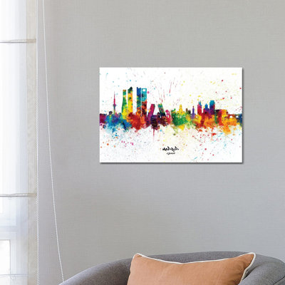 Madrid Spain Skyline Splash by Michael Tompsett - Wrapped Canvas Gallery-Wrapped Canvas Giclée