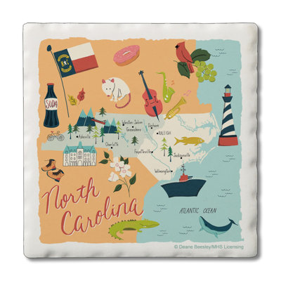 North Carolina Home 4 Piece Tumbled Tile Coaster Set