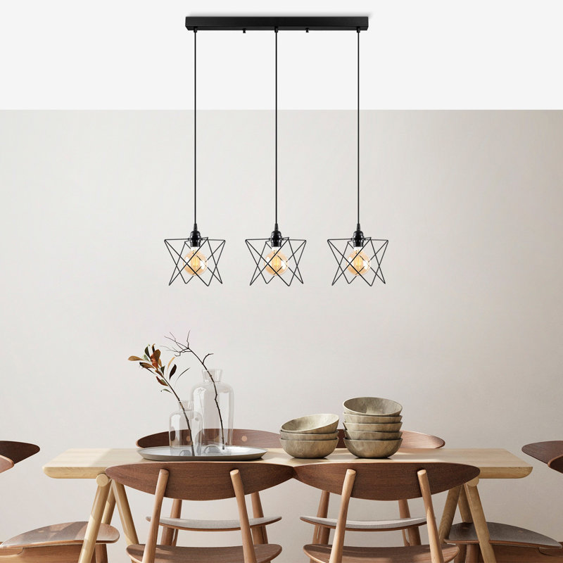 Luminaire suspendu géométrique à 3 lumières pour îlot de cuisine