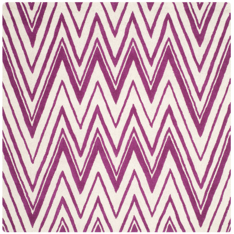 Sanyla Hand Tufted Wool Chevron Rug, Square 6'