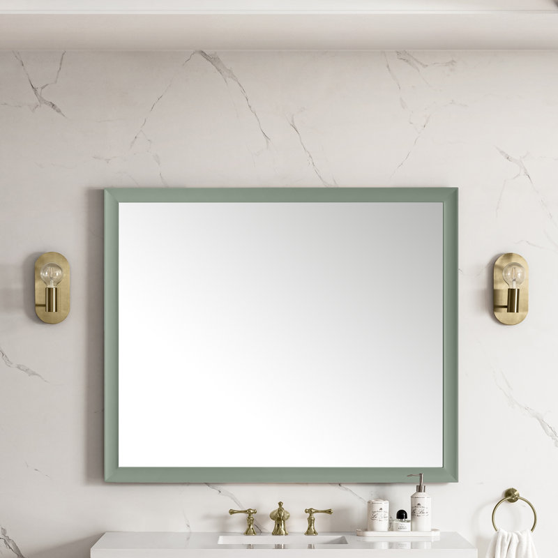 Glenbrooke Solid Wood Beveled Wall Mirror, 40" x 48", Smokey Celadon