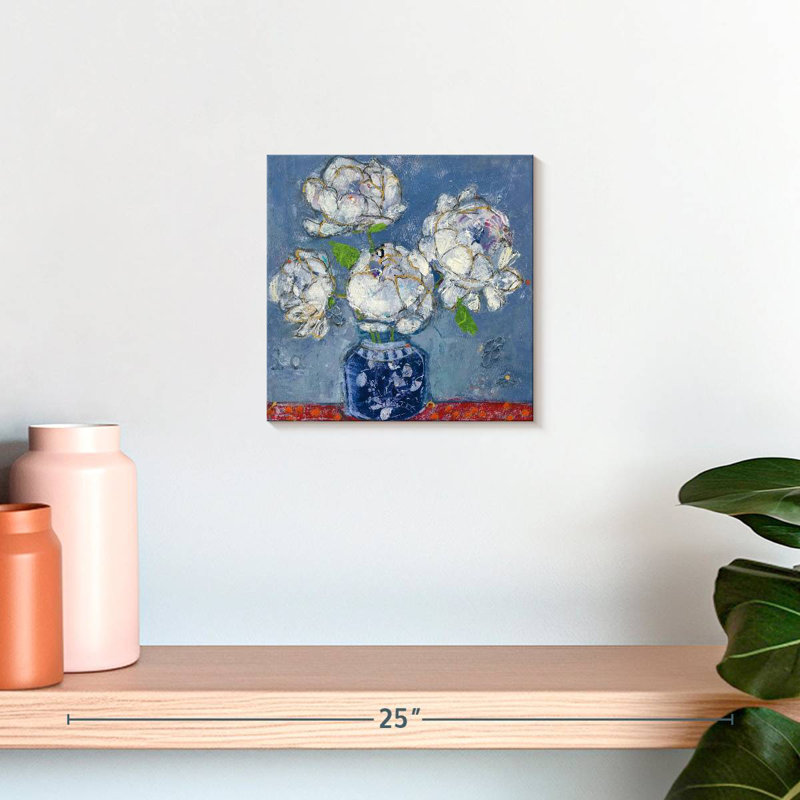 Vase de pivoines bleu Harnek, H 10 po x l 10 po