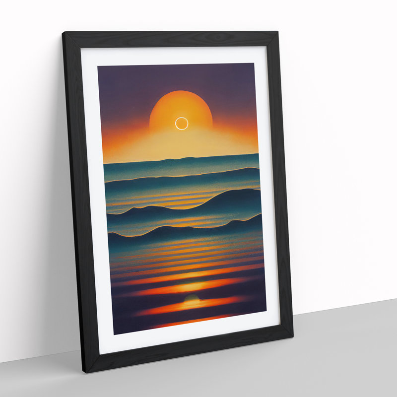 Outstanding Sunset View Abstract - Single Picture Frame Print, 64cm H x 46cm W x 2cm D, Black
