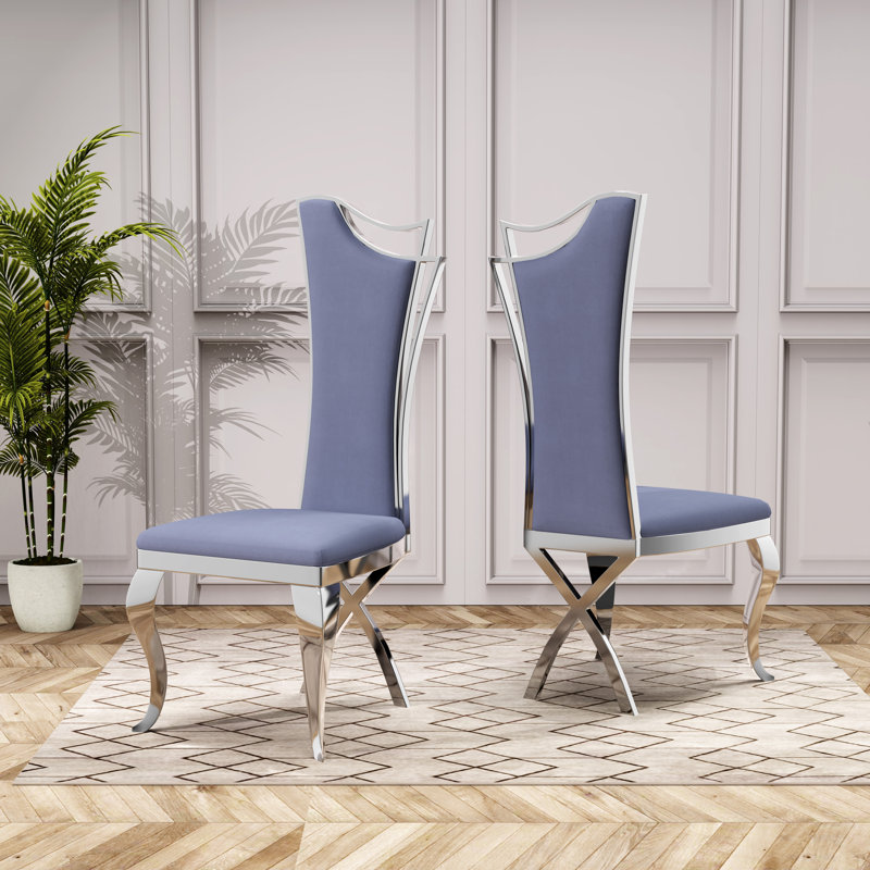 Chaise d'appoint rembourrée Kovanes, Gris, Argent argent