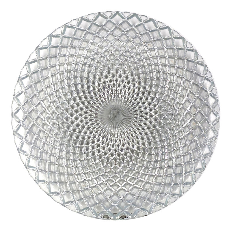 Pina Gilded Glass Dinner Plate Silver Set of 6, Silver