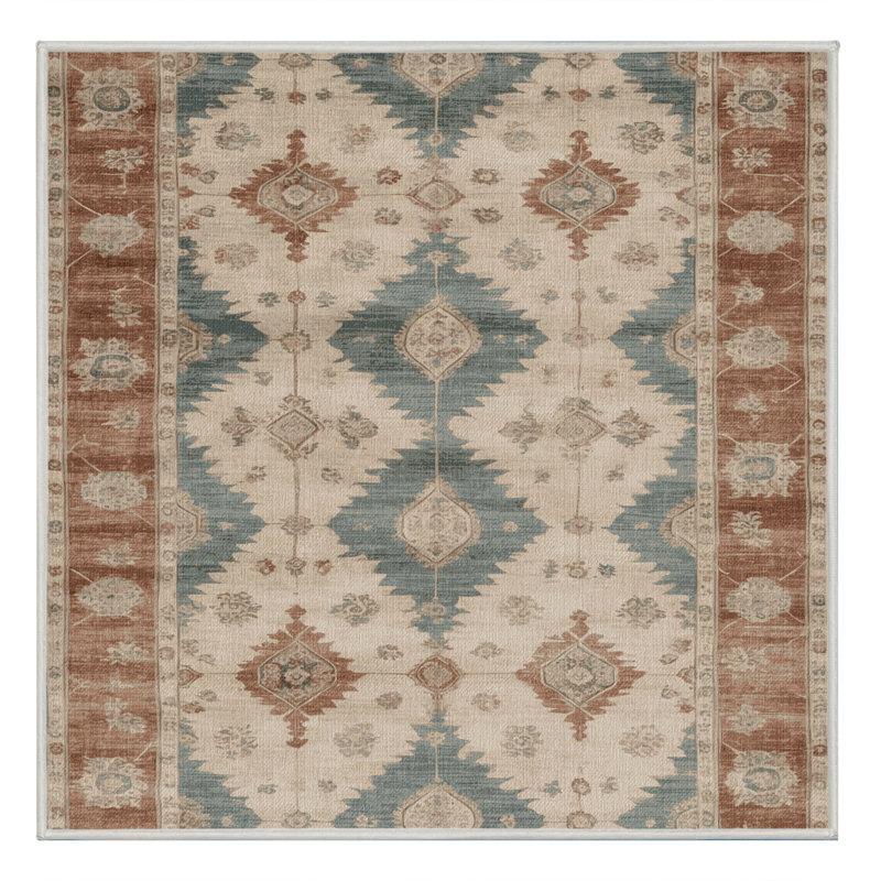 Tapis beige surteint lavable à la machine, Carré 7 pi