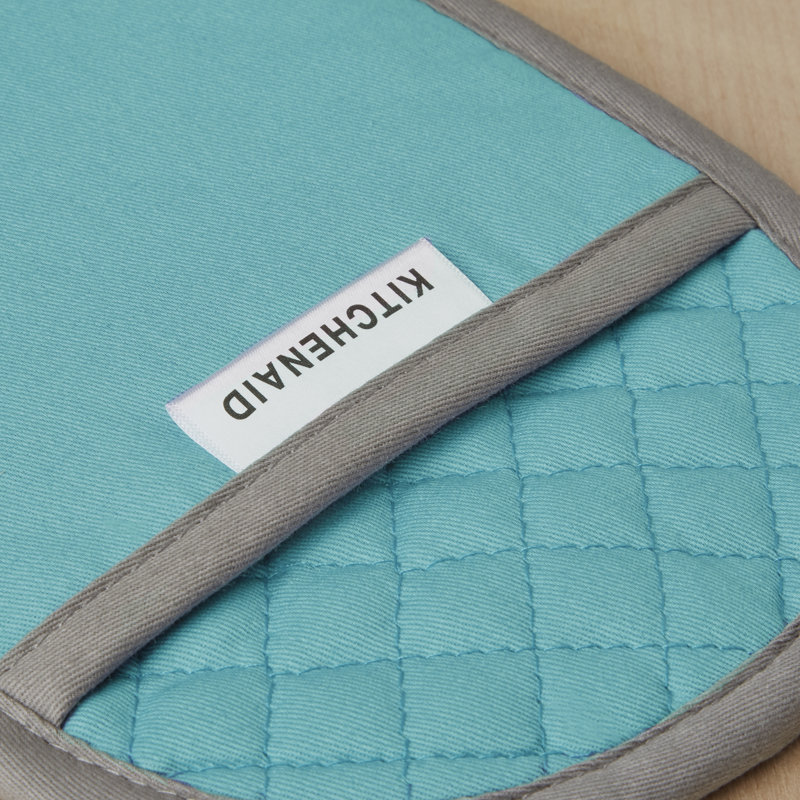 KitchenAid Asteroid Solid Diamond Potholder, Aqua, 6.5" W x 10" L