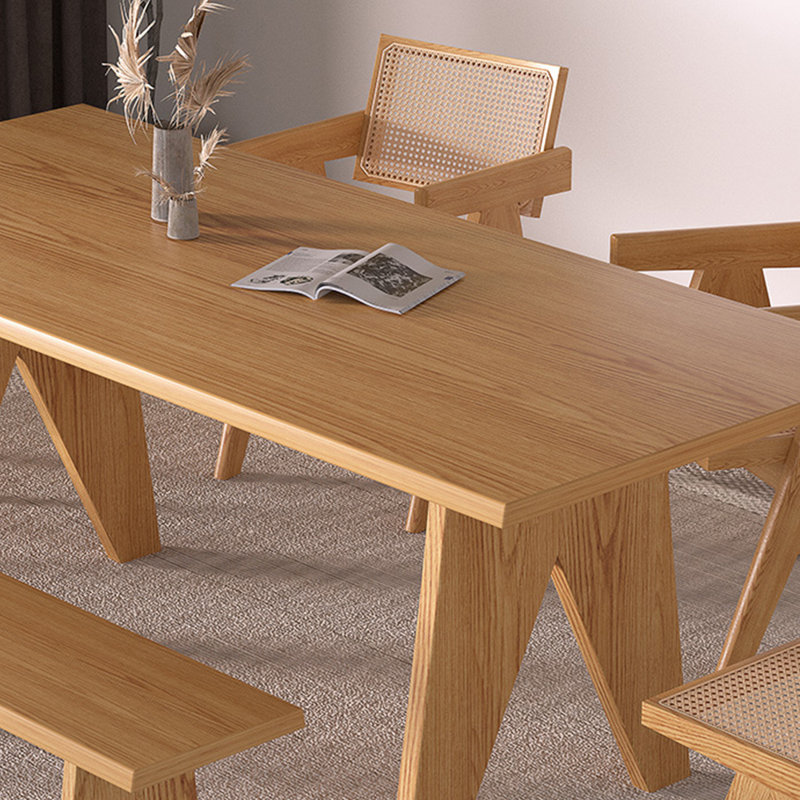 Ensemble de table de salle à manger simple en bois massif de style nordique, H 29,5 po x L 86,6 po x l 35,4 po