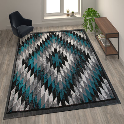 Akwasi Southwestern Style Diamond Patterned Indoor Area Rug