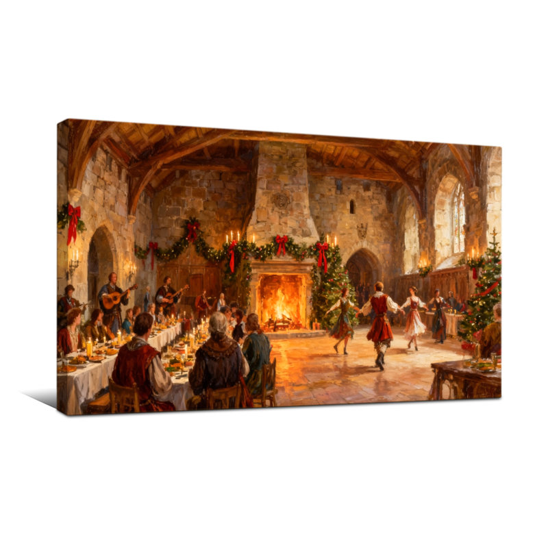 Scène de couloir de Noël, H 16 po x l 32 po