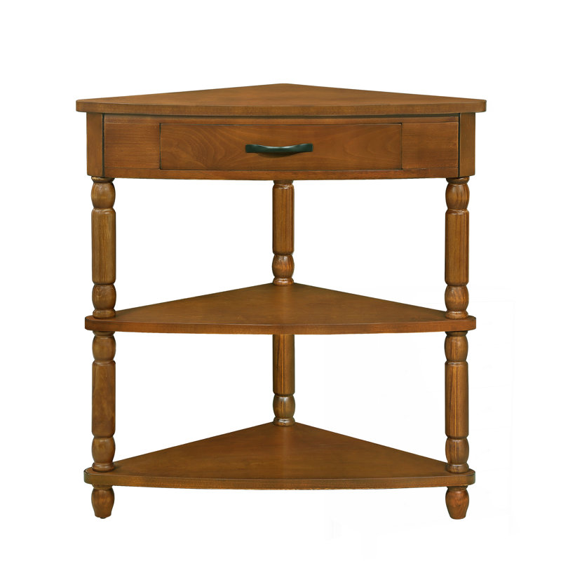 Versatile Small Triangle Corner Table with Premium Features for Various Rooms, Brown