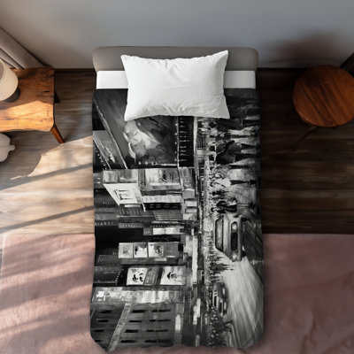 Times Square Monochrome Car Contemporary Duvet Cover | Home Decor