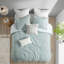 Ensemble d'édredon en jacquard de coton 3 pièces turquoise-122118737-122118733