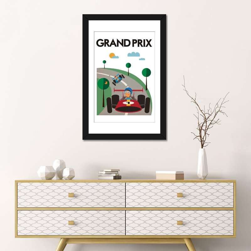 « grand prix », impression sur toile, Papier d'art encadré noir, Blanc, H 32 po x l 24 po x P 1 po